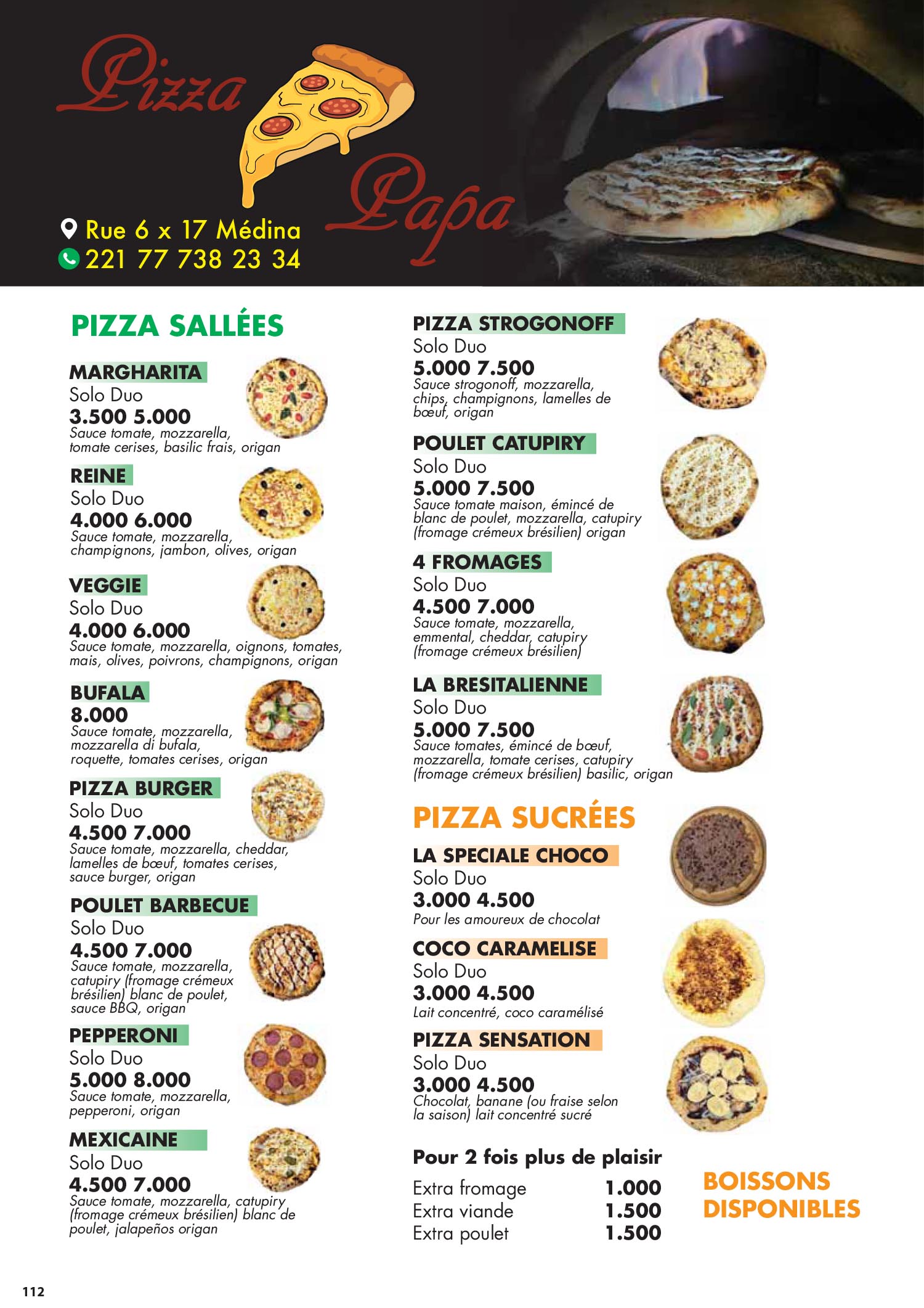 Menu Pizza Papa — page 1
