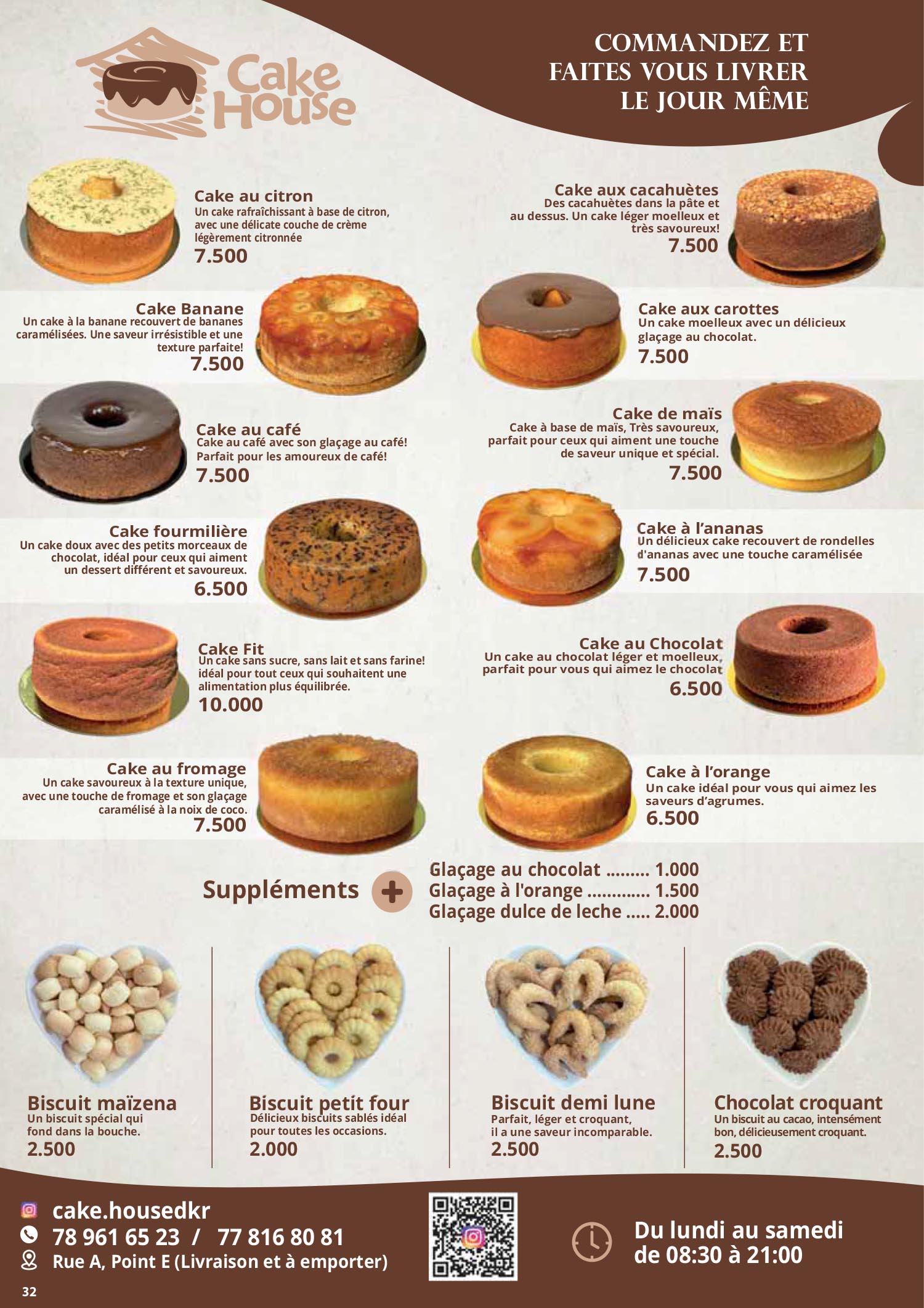 Menu Cake House — page 1