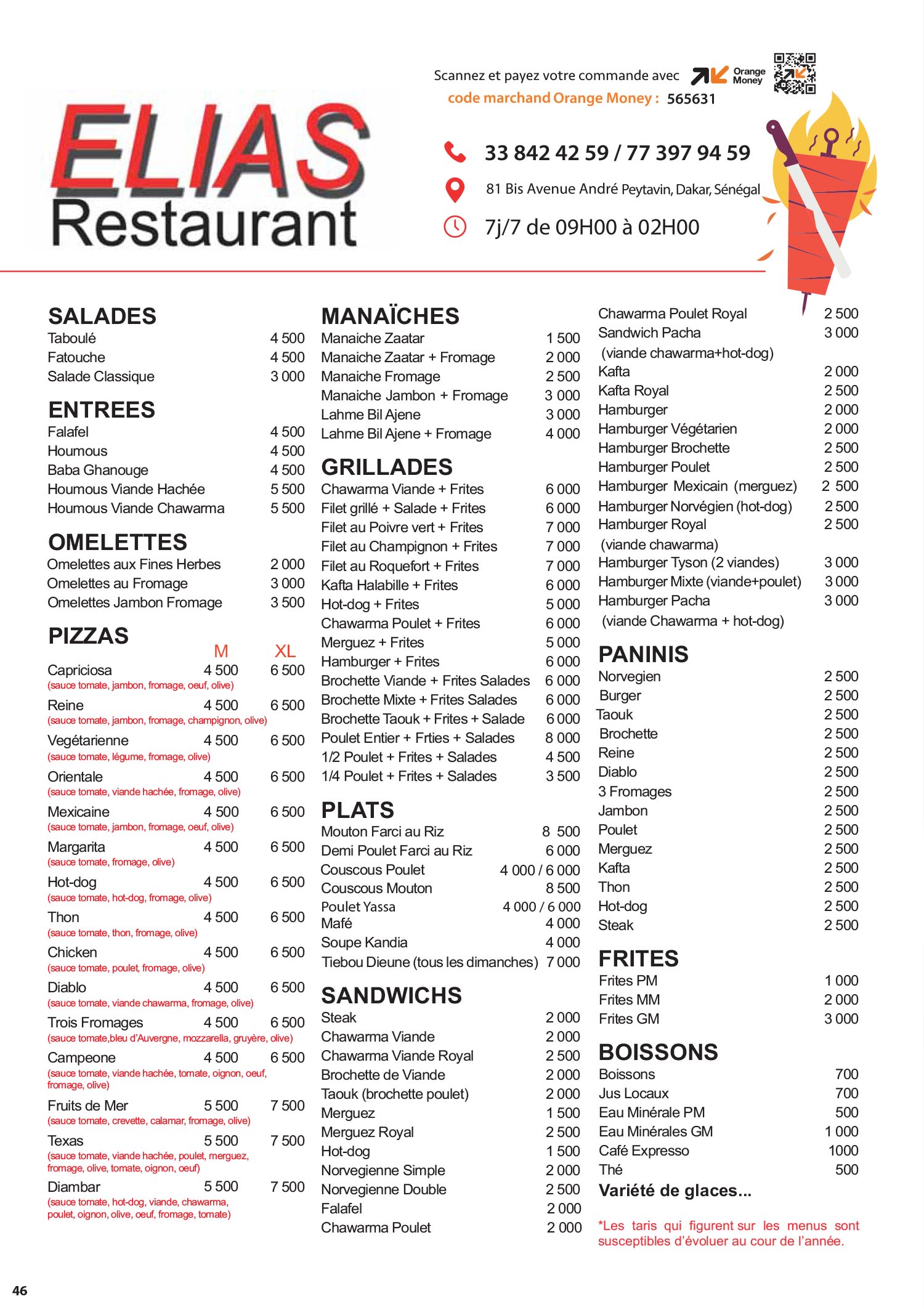 Menu Elias — page 1