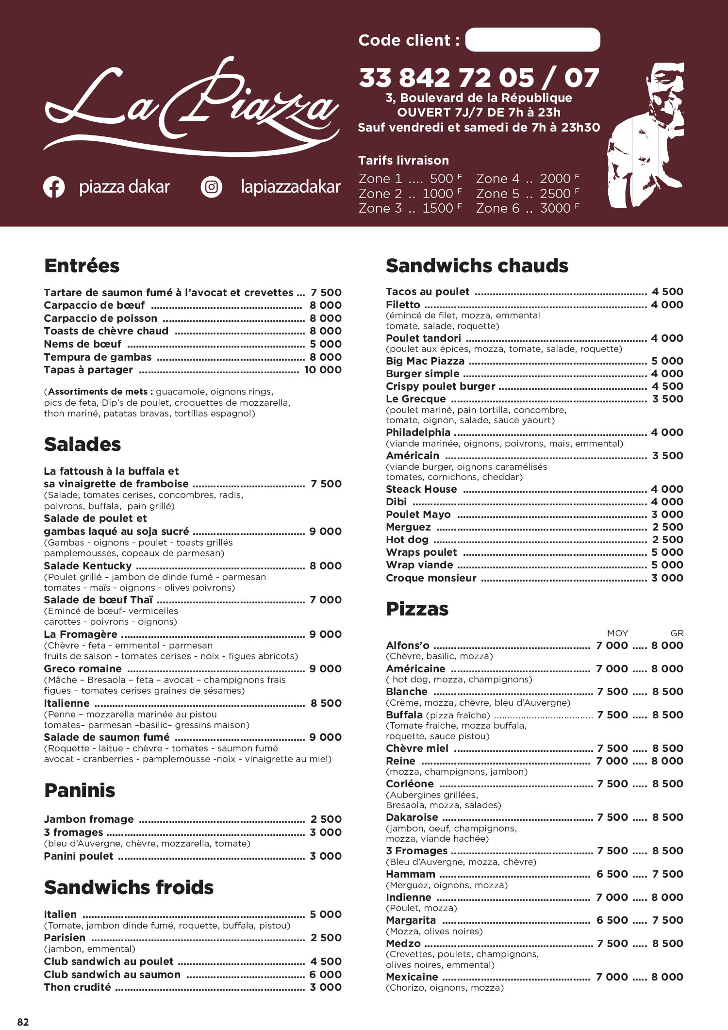 Menu La Piazza — page 1
